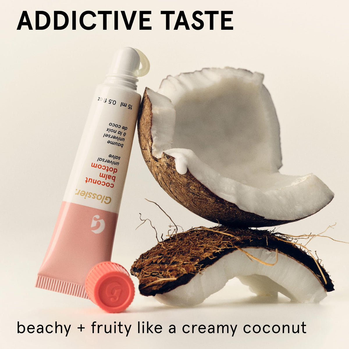 Glossier Balm Dotcom being applied to lips for immediate smoothing and long-lasting comfort