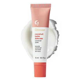 Glossier Balm Dotcom front packaging showing 15ml tube and branding benefit lightweight hydration