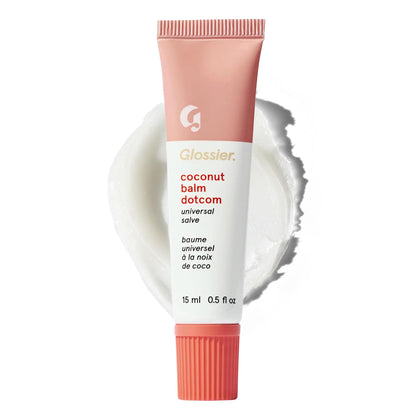 Glossier Balm Dotcom front packaging showing 15ml tube and branding benefit lightweight hydration