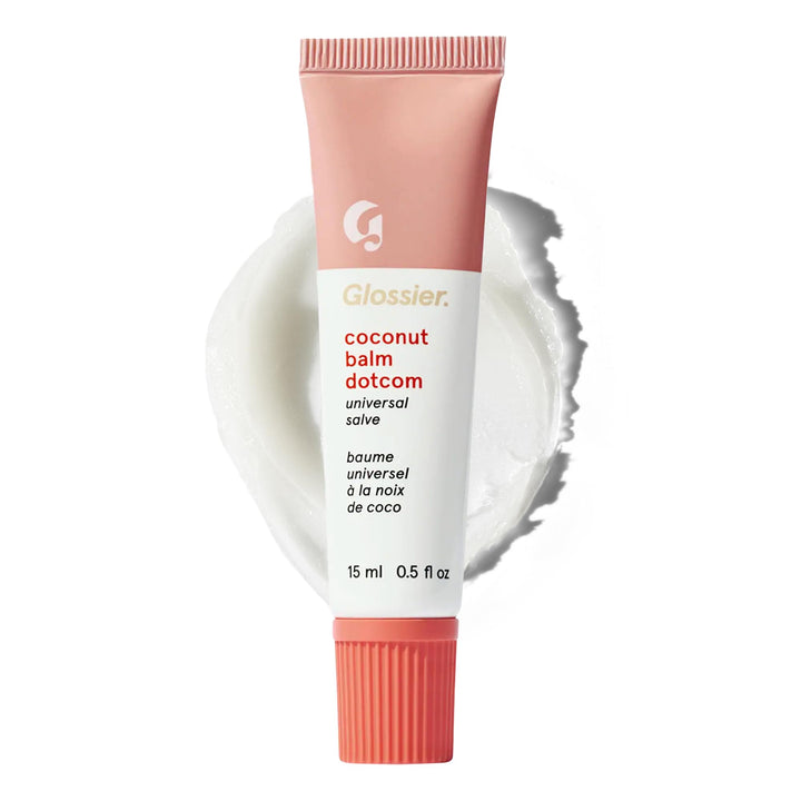 Glossier Balm Dotcom front packaging showing 15ml tube and branding benefit lightweight hydration