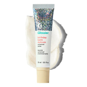 Glossier Balm Dotcom front tube showing compact 15ml packaging and portability