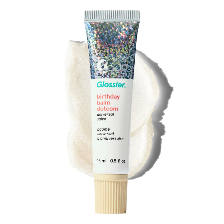 Glossier Balm Dotcom front tube showing compact 15ml packaging and portability