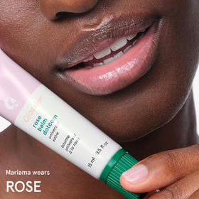 Glossier product label close-up displaying key ingredients and nourishing benefit