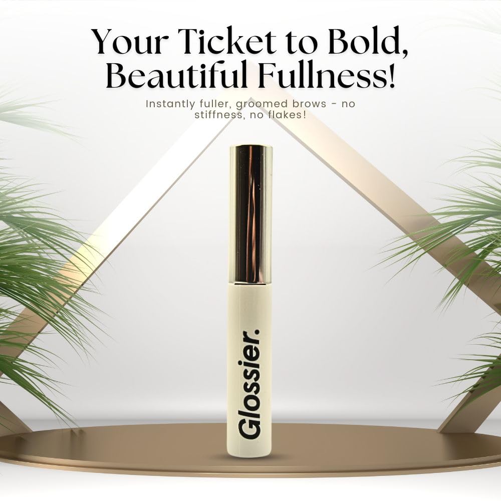 Glossier Boy Brow in a toiletry bag with mirror for on‑the‑go grooming