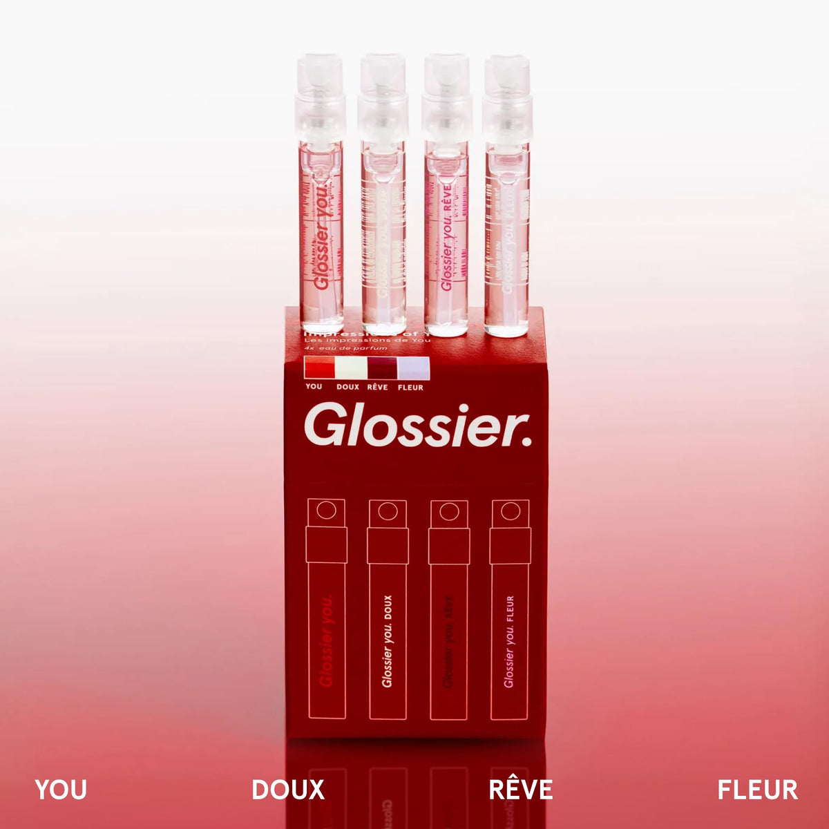 Glossier close-up of a You mini bottle nozzle and glass for precise application benefit controlled spray