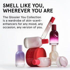 Glossier bottle beside Crème de You showing layering option benefit: extended longevity