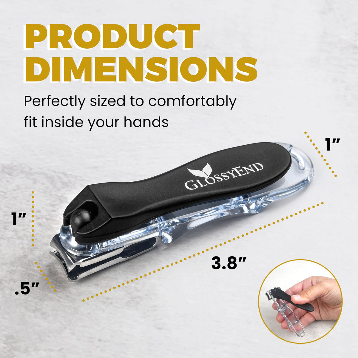 GlossyEnd size comparison with ruler showing compact 4-inch portability