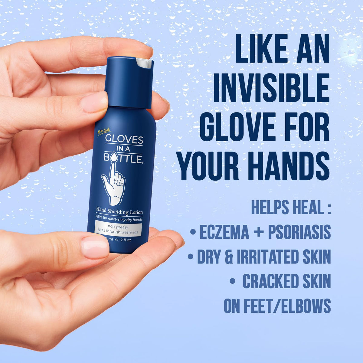 Gloves In A Bottle label close-up emphasizing ingredient transparency and skin support