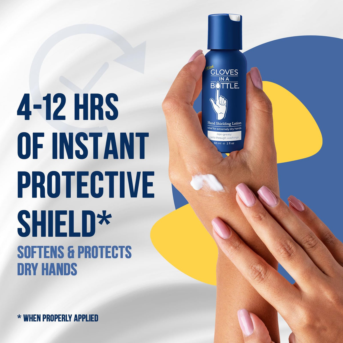 Gloves In A Bottle silicone barrier illustration highlighting long-lasting hand protection