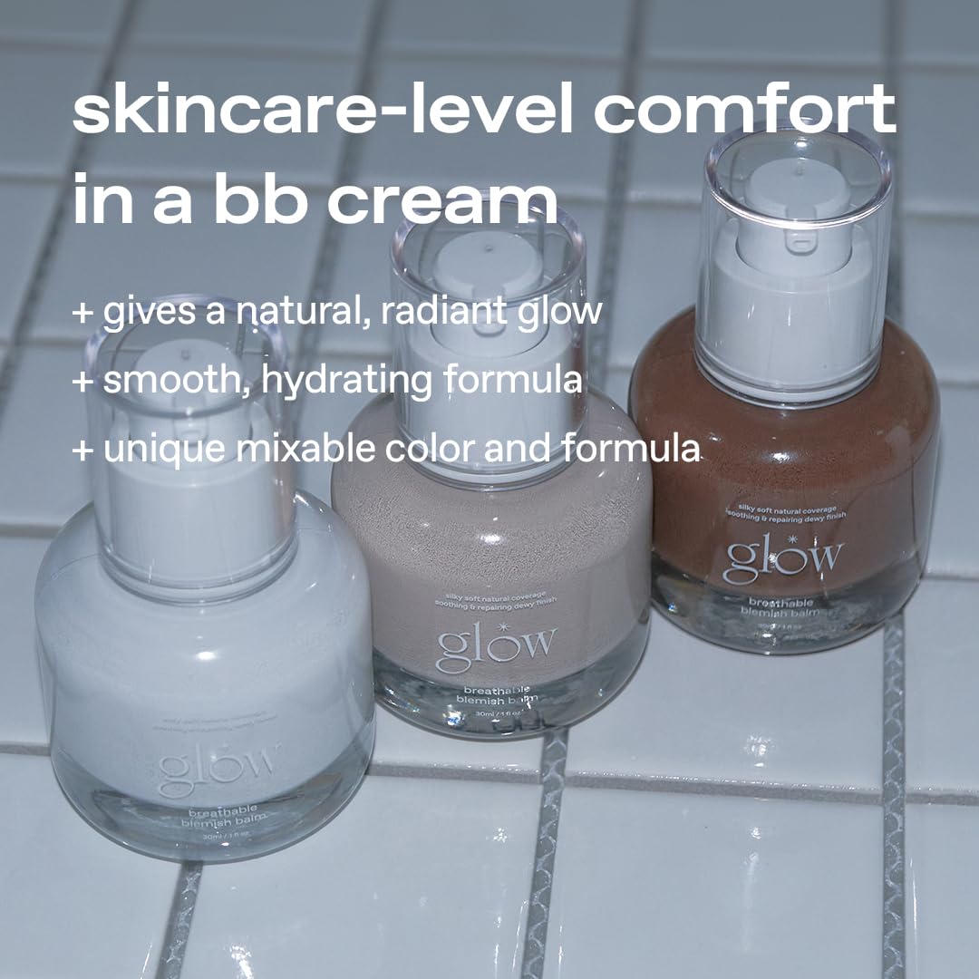 glow fingertip applying BB cream on skin, illustrates easy blending benefit
