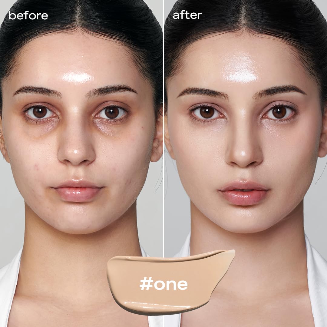 glow close-up of product dispensed from tube, shows medium coverage opacity