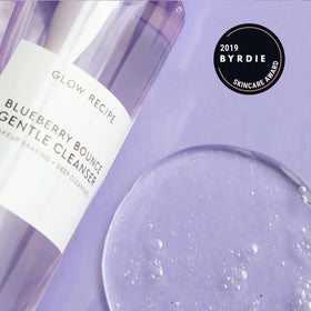 Glow Recipe foamy cleanser in palm showing gentle removal