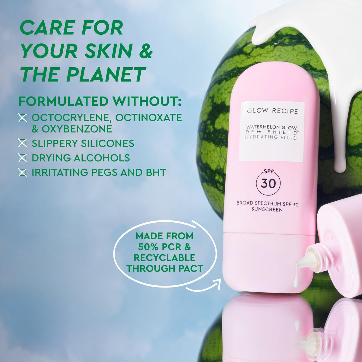 Glow Recipe ingredient label highlighting niacinamide and watermelon seed oil benefits