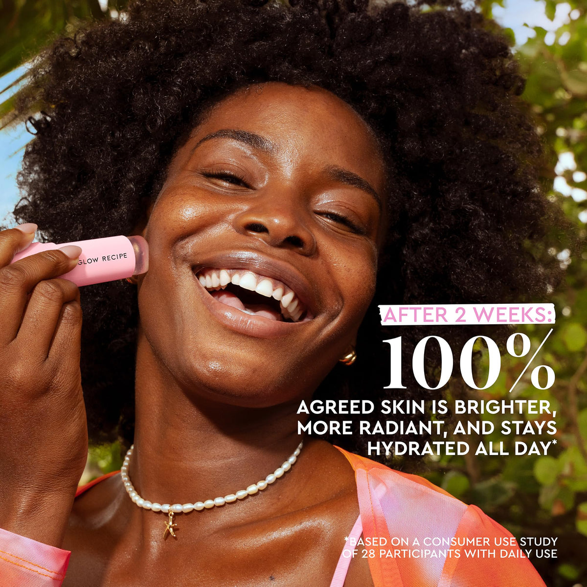 Glow Recipe ingredients label closeup highlighting niacinamide and hyaluronic acid
