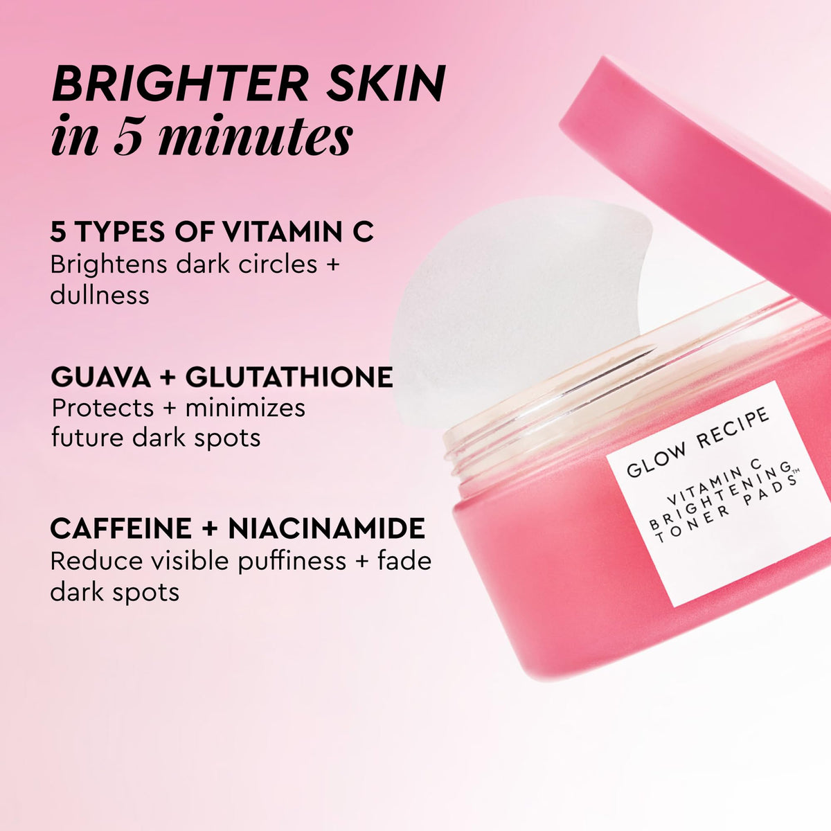 Glow Recipe pad placed under eye demonstrating depuffing benefit