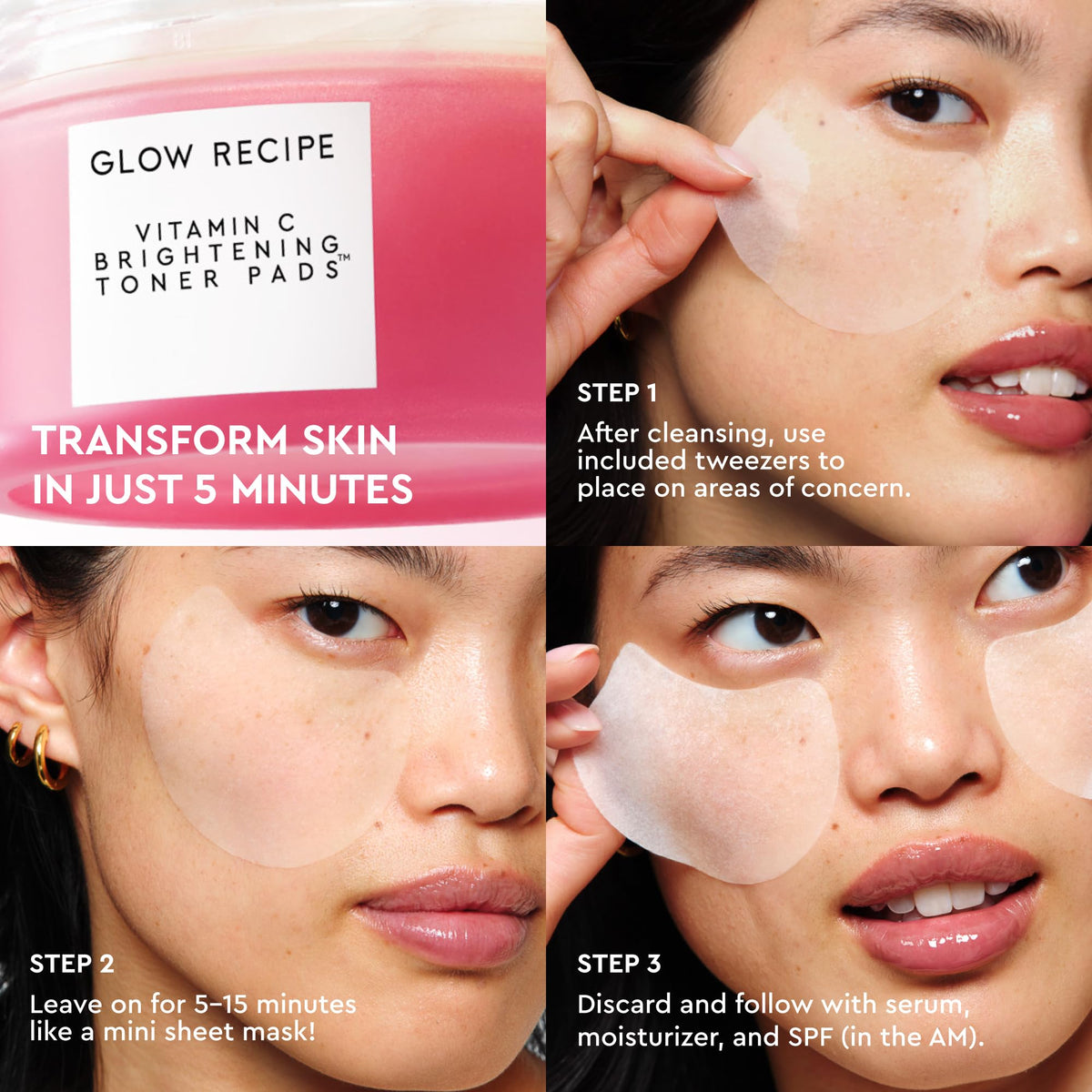 Glow Recipe pads on vanity styled for quick morning skincare routine