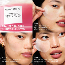 Glow Recipe pads on vanity styled for quick morning skincare routine
