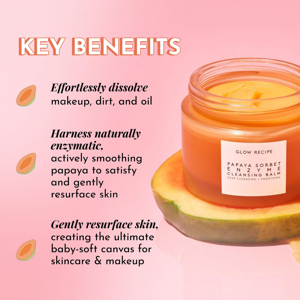 Glow Recipe balm texture swatch melting into oil for easy makeup removal