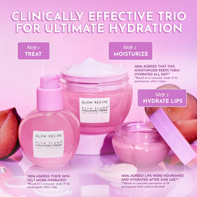Glow Recipe cream on fingertip demonstrating dime-sized application and absorbency