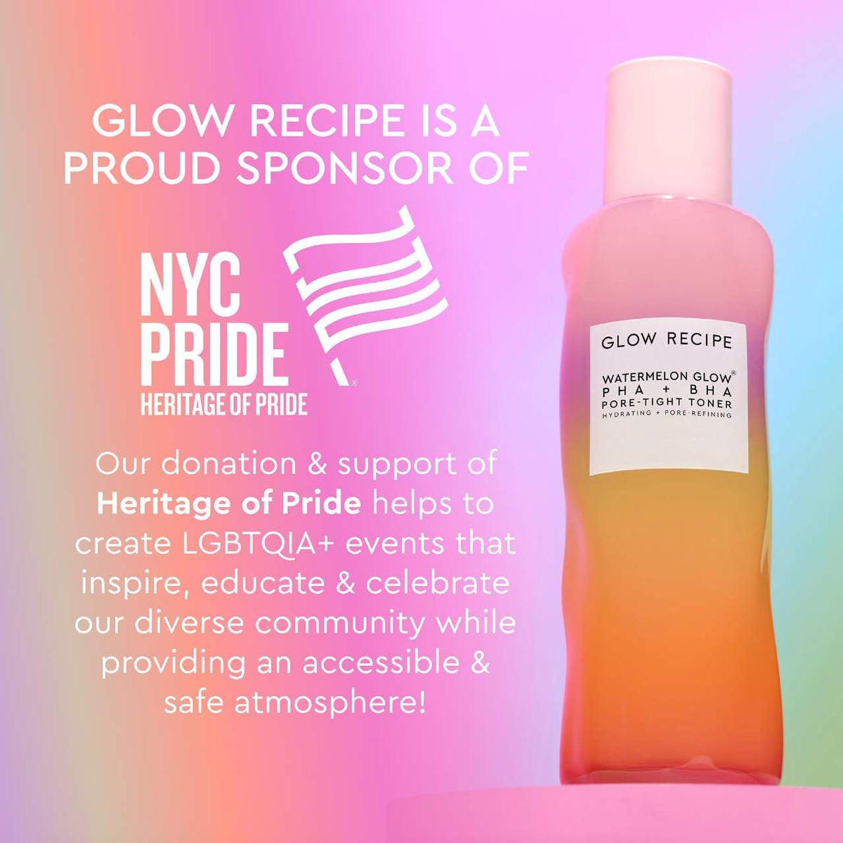 Glow Recipe label close-up highlighting active ingredients and calming formulation benefit
