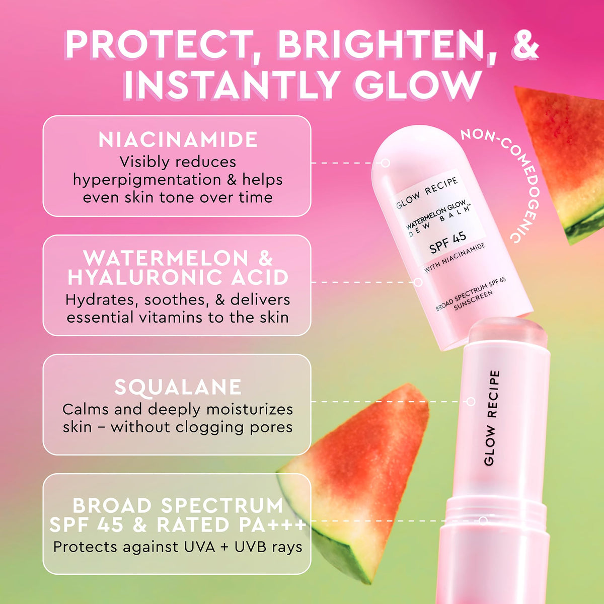Glow Recipe stick texture close-up showing translucent balmy finish and hydration