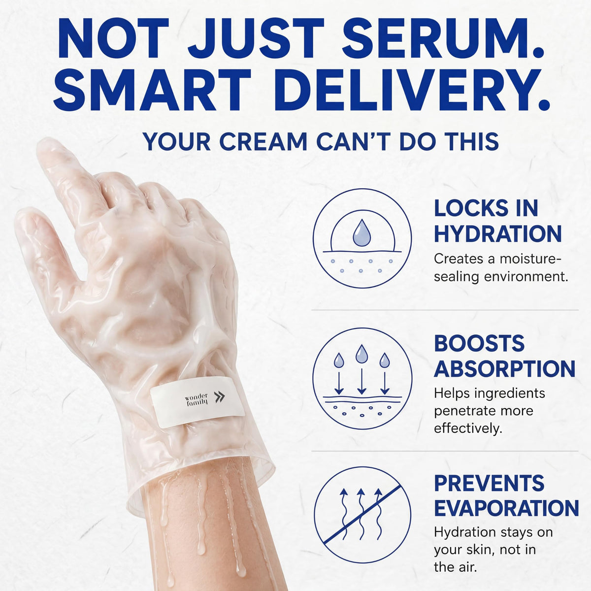 Glow Spell serum pooled inside glove close-up, concentrated hydration