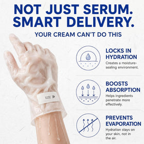 Glow Spell serum pooled inside glove close-up, concentrated hydration