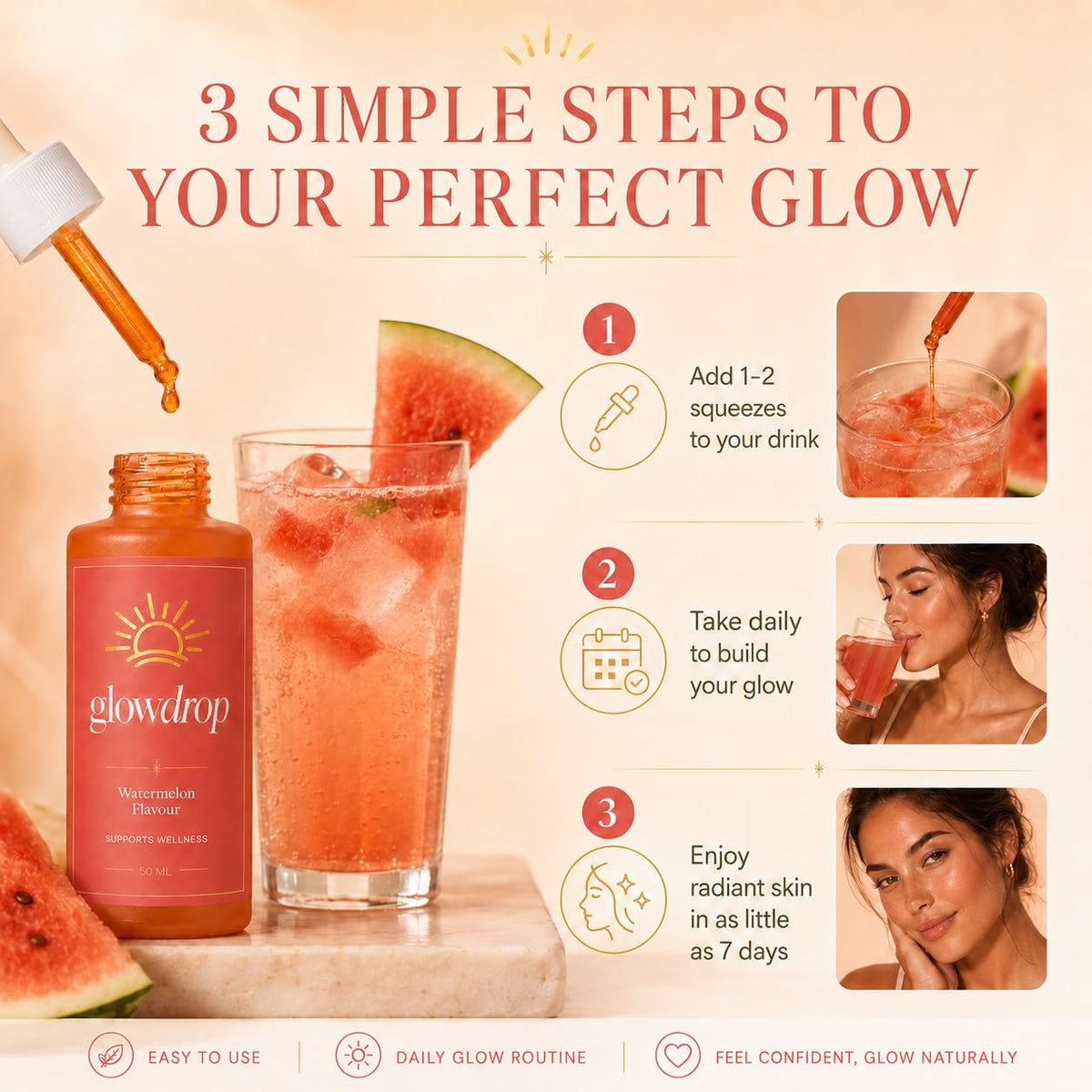 glowdrop dropper dispensing a drop for precise dosing and customizable color benefit