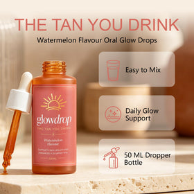 glowdrop mixed in a glass of water ready to drink for convenient daily use