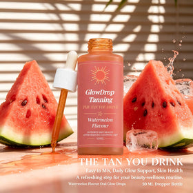 GlowDrop texture on hand blended into moisturizer for streak-free benefit