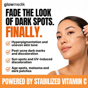Glowmedik dropper dispensing serum showing controlled application and precision