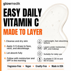 Glowmedik label close-up showing ingredient callouts and clean formulation