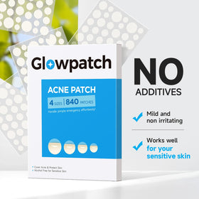Glowpatch contents laid flat with sheets and perforations for easy peeling
