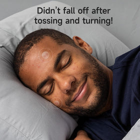 Glowpatch on pillow overnight use showing secure adhesion during sleep