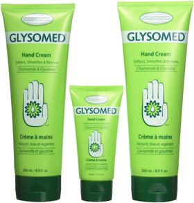 Glysomed front packaging showing trio tubes and clear benefits for daily hydration