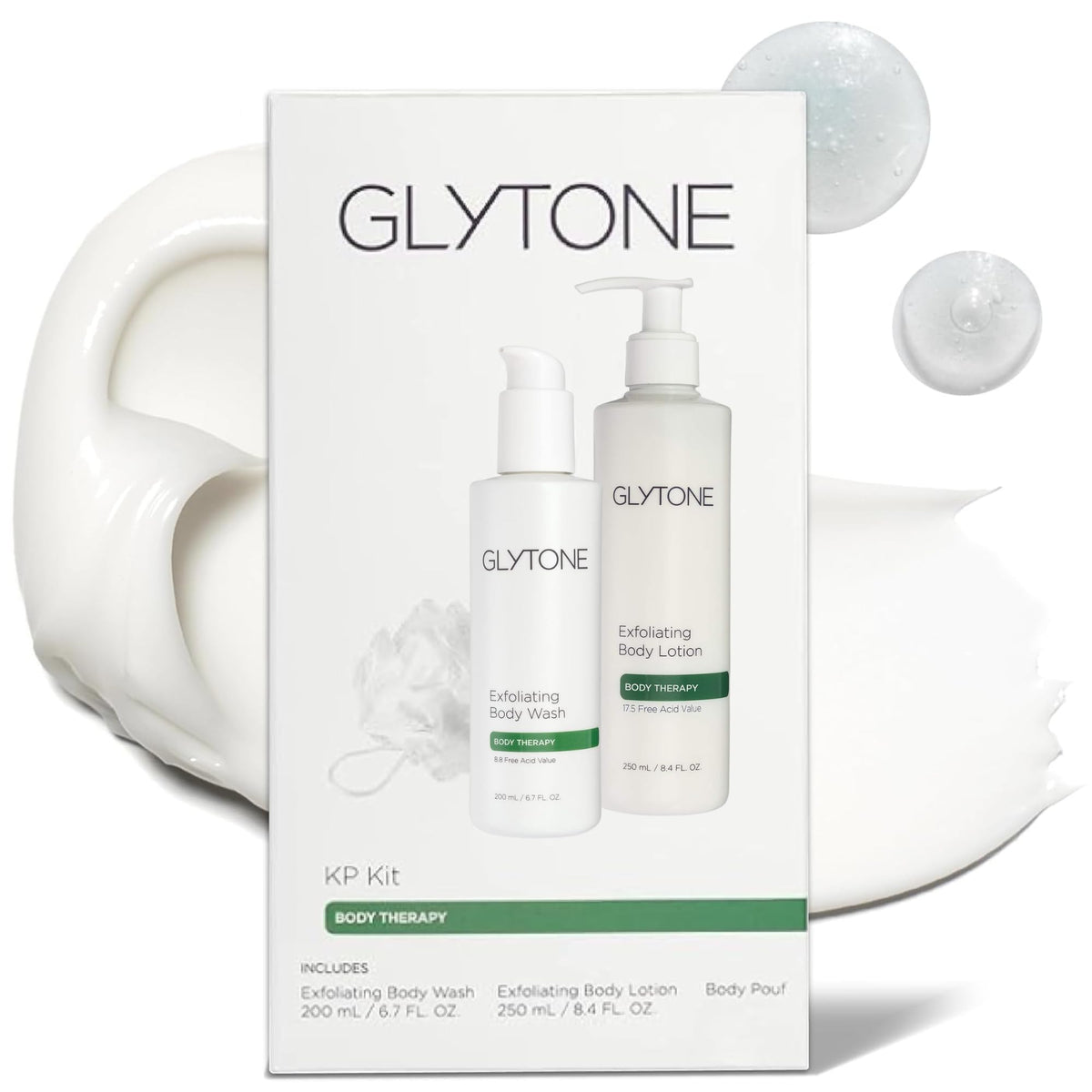 GLYTONE front packaging showing kit contents and benefits