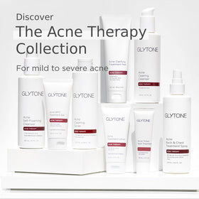 GLYTONE bottle size and scale next to hand showing 8 fl oz capacity