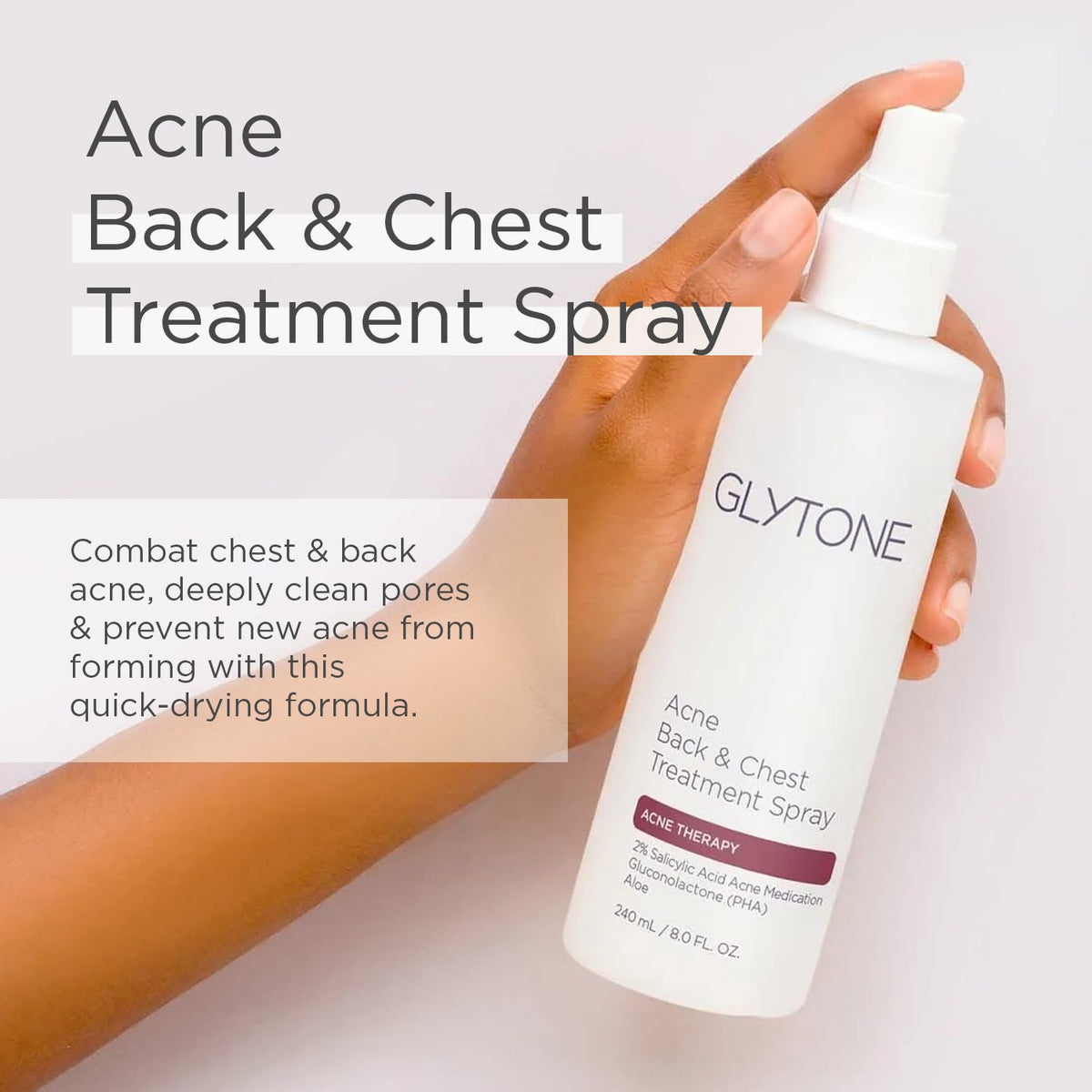 GLYTONE upside-down pump detail for easy application to hard-to-reach areas