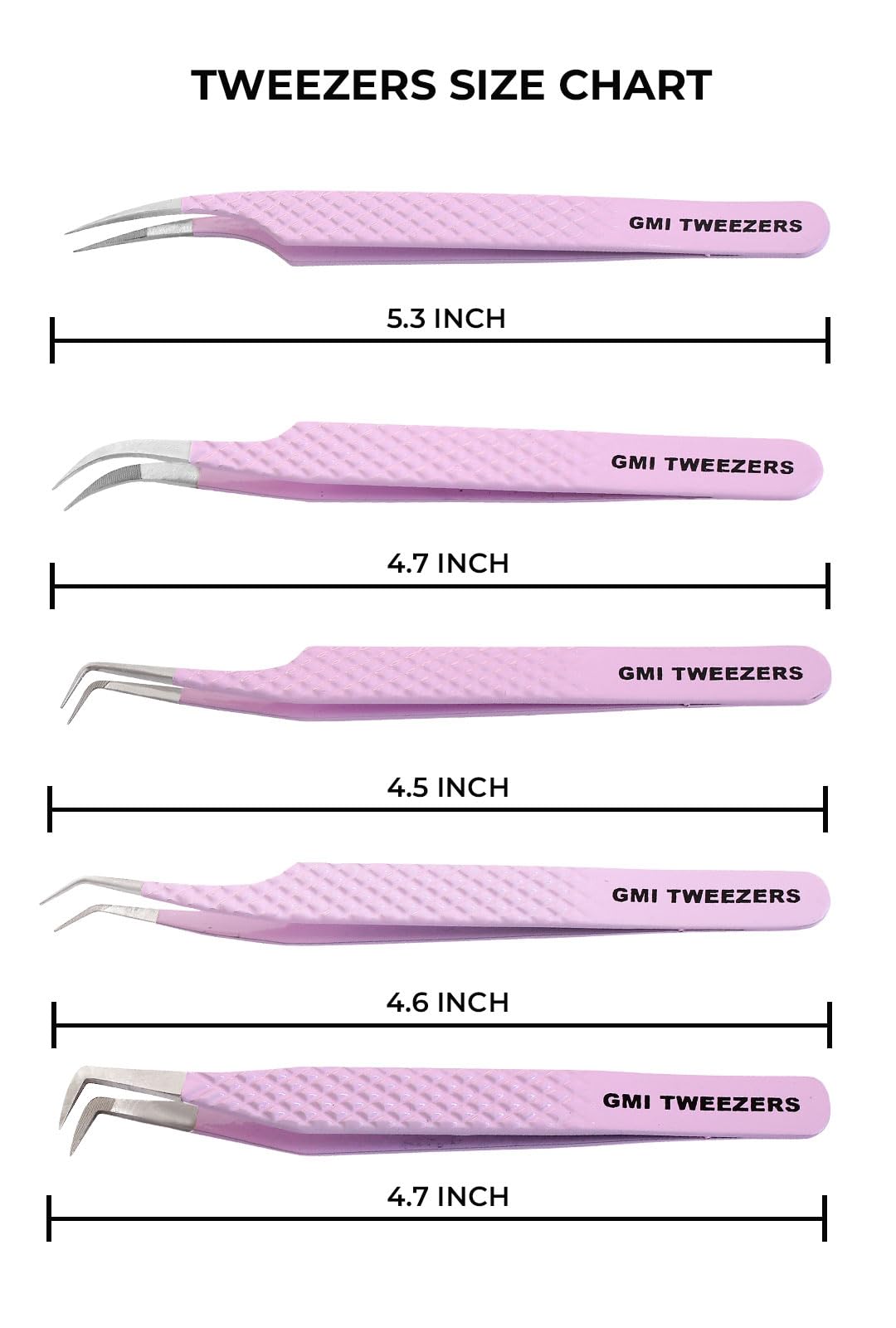 GMI TWEEZERS held during lash application showing precise placement benefit