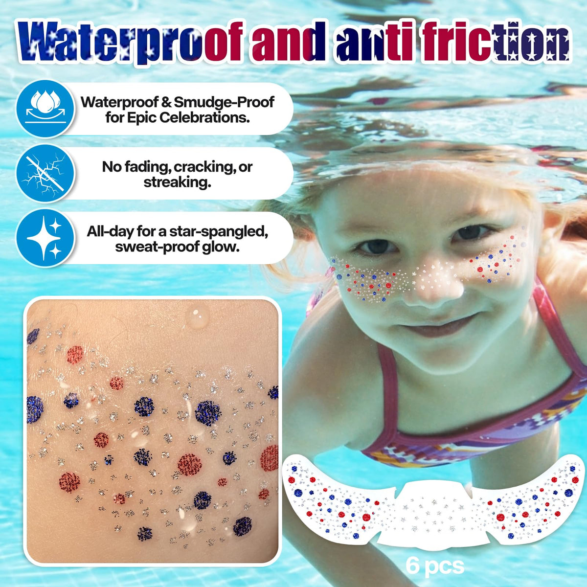 Go Ho adult styled for festival with waterproof glitter freckles for long wear