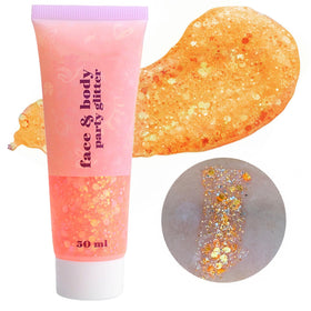 Go Ho front jar showing orange holographic gel and label for quick identification