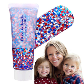 Go Ho front packaging showing patriotic glitter gel benefit: instant festival sparkle