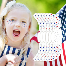 Go Ho front packaging showing six patriotic glitter freckle stickers and benefits