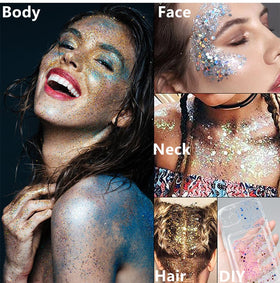 Go Ho glitter layered on lips showing vivid hot pink shine and photo-ready finish