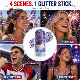 Go Ho glitter stick on shoulder and collarbone adding eye-catching event shimmer