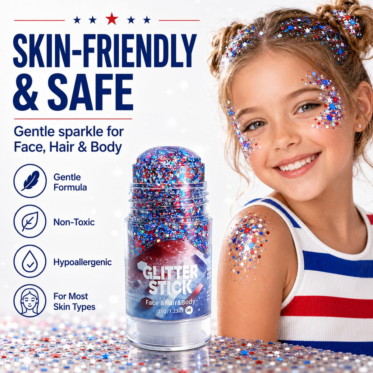 Go Ho glitter texture close-up with chunky hex and star sequins for multi-dimensional shine