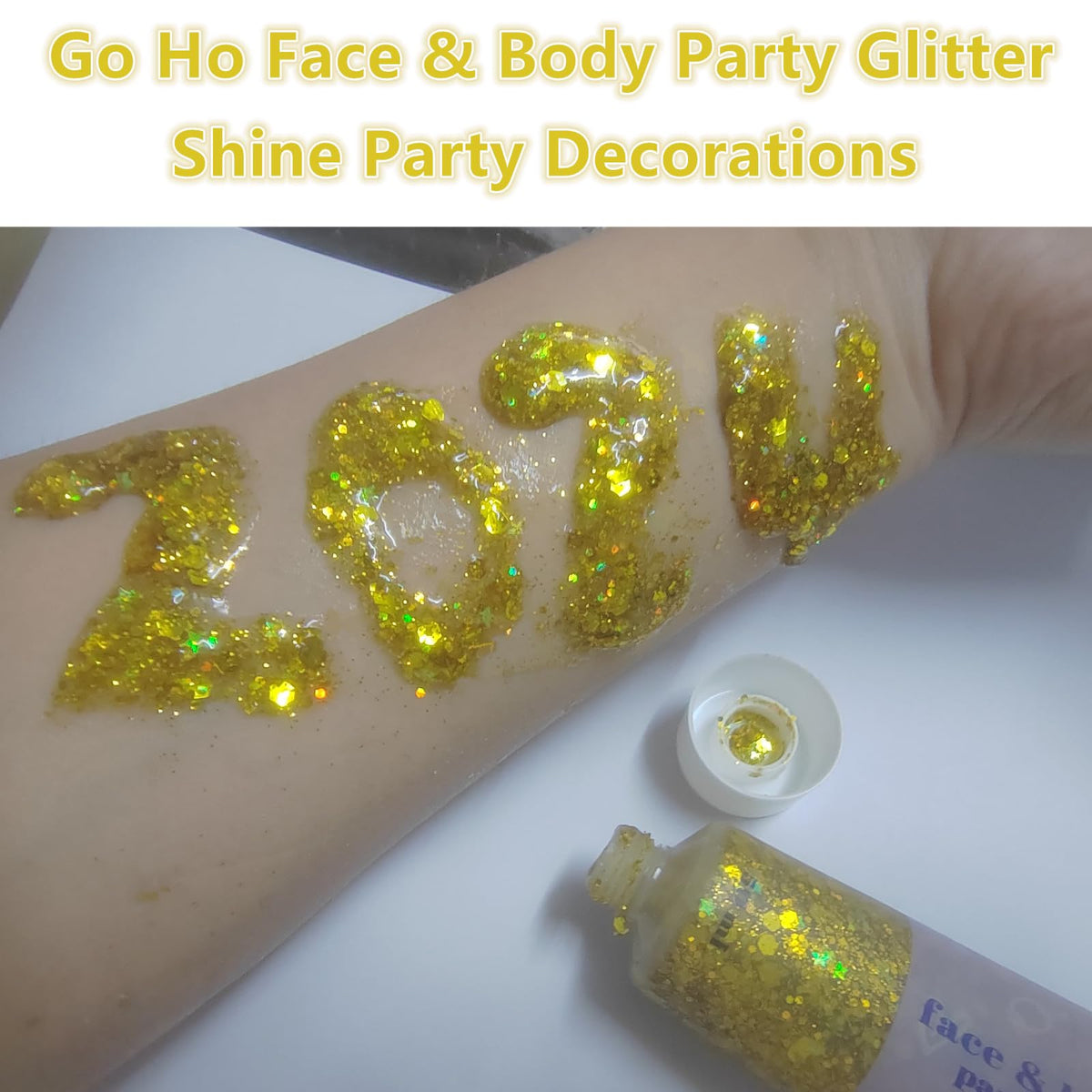 Go Ho glitter streaked through hair roots for illuminated festival highlights