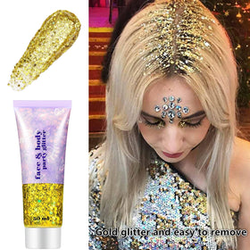 Go Ho gold glitter used as nail topper showing detailed reflective accents