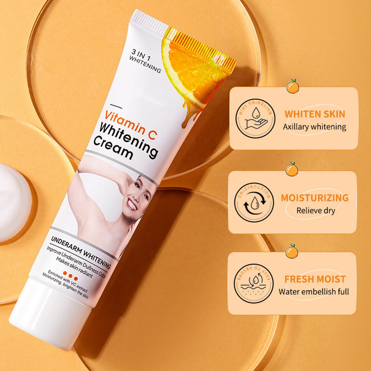 Go Ho applied to neck and knee for targeted spot brightening