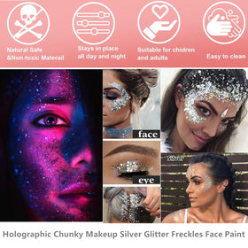 Go Ho glitter on model at concert illustrating long-lasting sparkle in motion